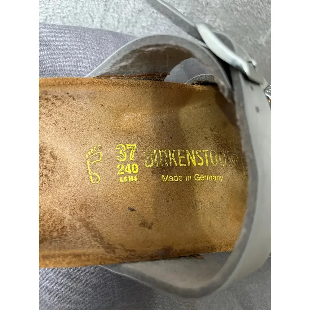 Birkenstock Mayari Sandals Womens EU 37 US 6 Silver Birko-Flor Comfort Slides
